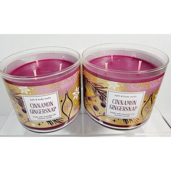 2 CINNAMON GINGERSNAP Bath & Body Works 3 Wick Scented Candle 14.5oz NEW - Picture 6 of 10
